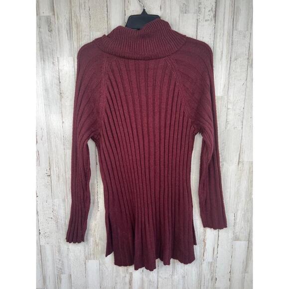 Sanctuary Burgundy Ribbed Long Sleeve Turtleneck Tunic Sweater Size M Sugar Plum - Picture 5 of 12